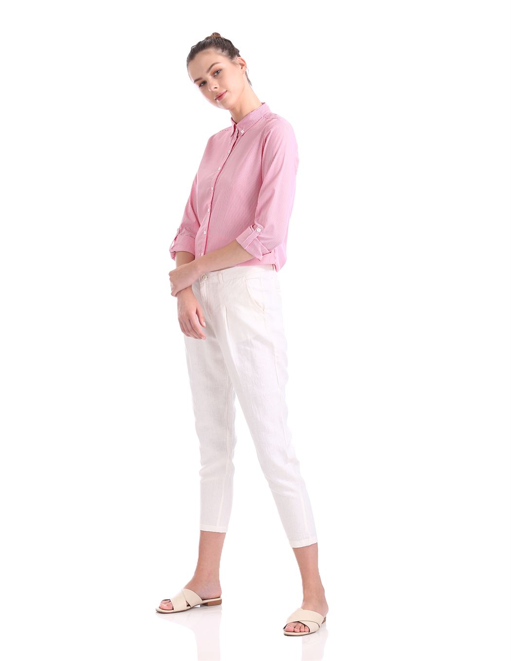 U.S. Polo Assn. Women White Casual Wear Trouser